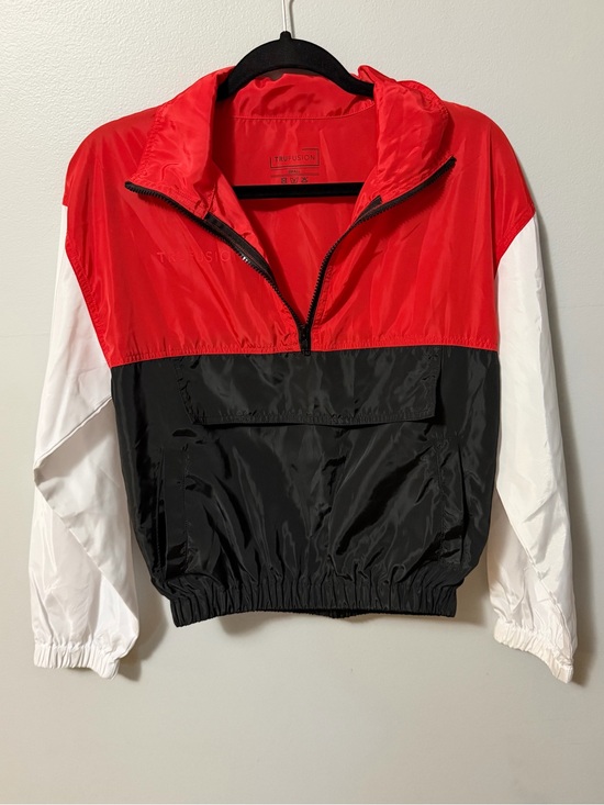 Trufusion Jackets & Blazers - Trufusion Women’s Small Colorblock Windbreaker Pullover Red Black White